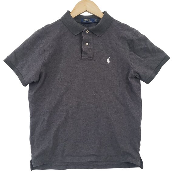 Polo Ralph Lauren Slim Fit Gray Polo Shirt Size M Classic Preppy Casual Office - Picture 1 of 6
